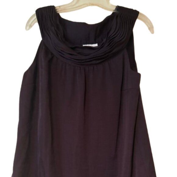 Loft Rounded Neck Sleeveless Blouse - Dark Purple - Fully Lined - M - Picture 1 of 6